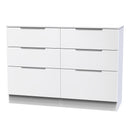 Milan 6 Drawer Chest in White Gloss & White - Ready Assembled