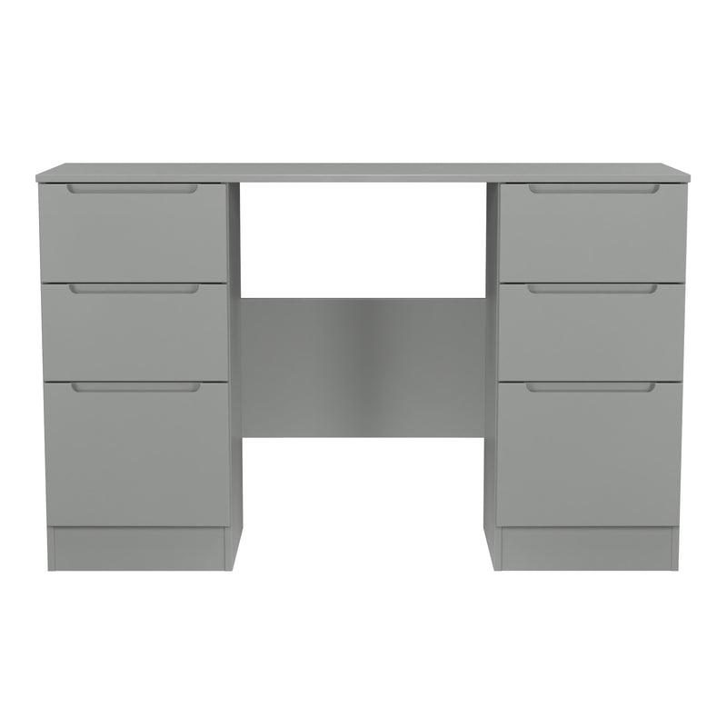 Milan Double Pedestal Desk in Dusk Grey - Ready Assembled