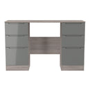 Cannes Ready Assembled Double Pedestal Desk in Grey Gloss & Grey Oak