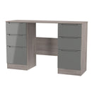 Cannes Ready Assembled Double Pedestal Desk in Grey Gloss & Grey Oak