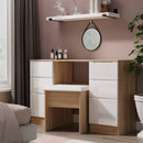 Milan Double Pedestal Desk in White Gloss & Bardolino Oak - Ready Assembled