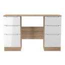 Milan Double Pedestal Desk in White Gloss & Bardolino Oak - Ready Assembled