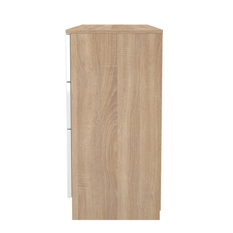 Milan Double Pedestal Desk in White Gloss & Bardolino Oak - Ready Assembled