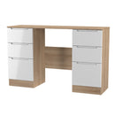 Milan Double Pedestal Desk in White Gloss & Bardolino Oak - Ready Assembled