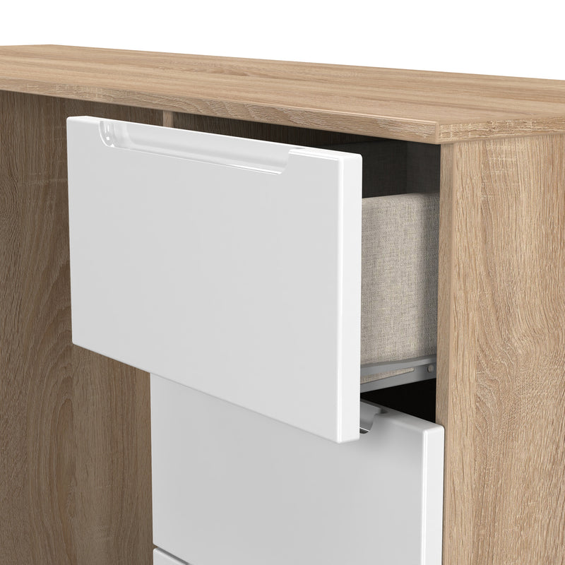 Milan Double Pedestal Desk in White Gloss & Bardolino Oak - Ready Assembled