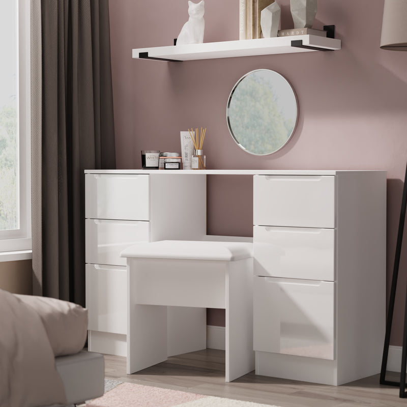 Milan Double Pedestal Desk in White Gloss & White Matt - Ready Assembled