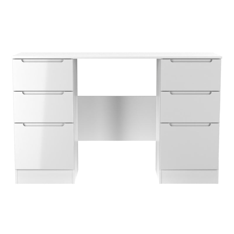 Milan Double Pedestal Desk in White Gloss & White Matt - Ready Assembled
