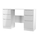 Milan Double Pedestal Desk in White Gloss & White Matt - Ready Assembled