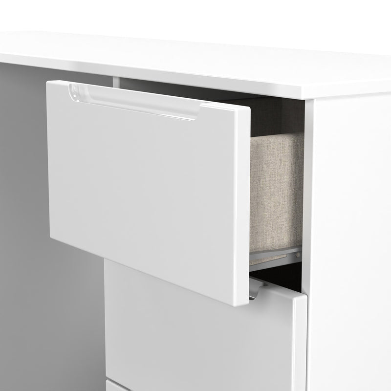 Milan Double Pedestal Desk in White Gloss & White Matt - Ready Assembled