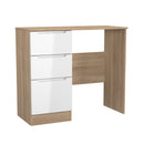 Milan 3 Drawer Vanity in White Gloss & Bardolino Oak - Ready Assembled
