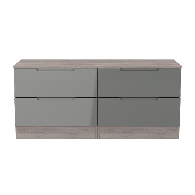 Cannes Ready Assembled 4 Drawer Bed Box in Grey Gloss & Grey Oak