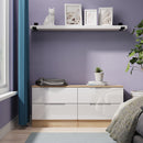 Milan 4 Drawer Bed Box in White Gloss & Bardolino Oak - Ready Assembled