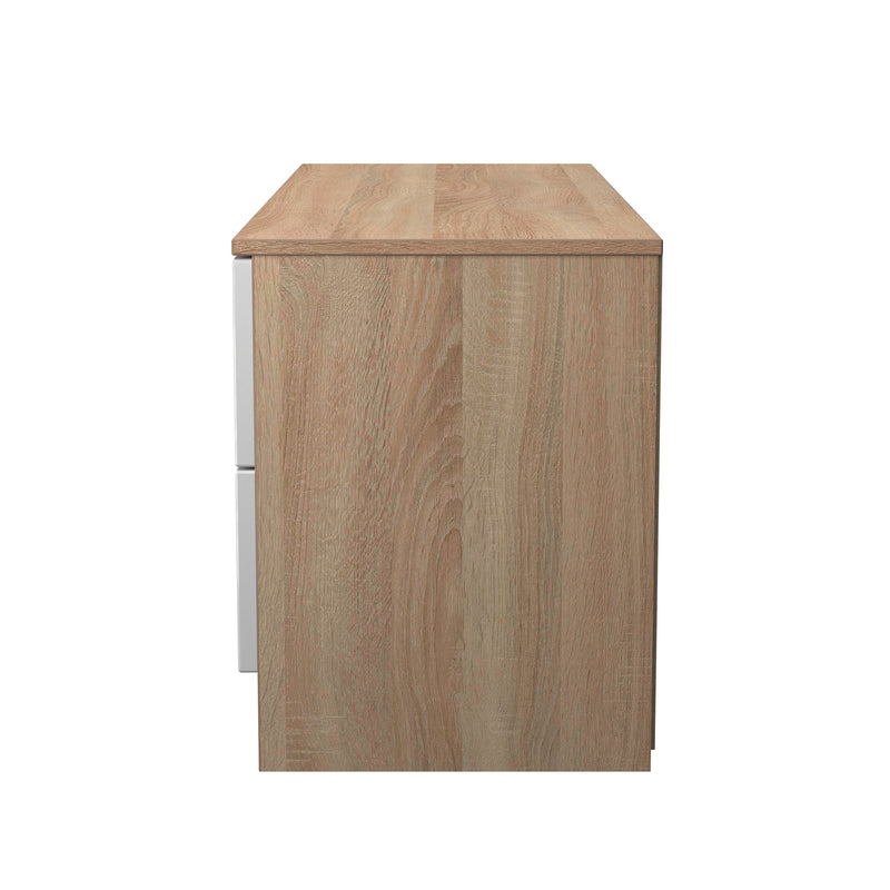 Milan 4 Drawer Bed Box in White Gloss & Bardolino Oak - Ready Assembled