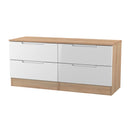 Milan 4 Drawer Bed Box in White Gloss & Bardolino Oak - Ready Assembled