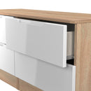 Milan 4 Drawer Bed Box in White Gloss & Bardolino Oak - Ready Assembled
