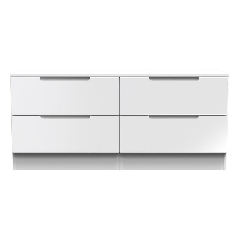 Milan 4 Drawer Bed Box in White Gloss & White - Ready Assembled