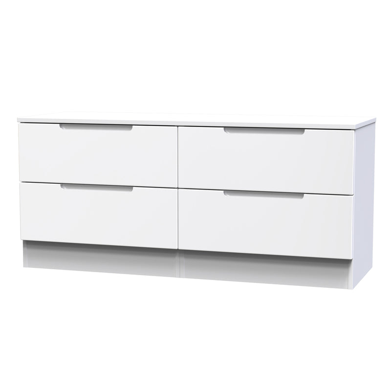 Milan 4 Drawer Bed Box in White Gloss & White - Ready Assembled