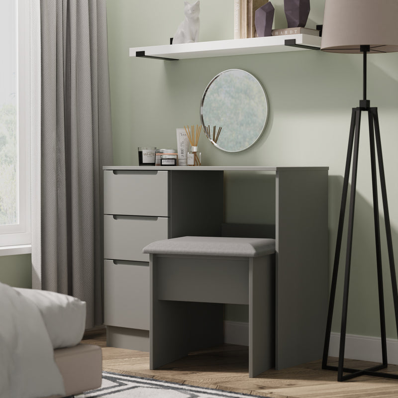 Milan Stool in Grey Gloss & Grey Oak - Ready Assembled