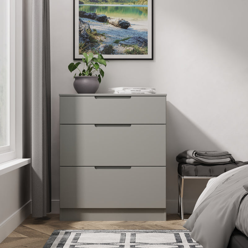 Milan 3 Drawer Deep Chest in Dusk Grey - Ready Assembled