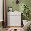 Milan 3 Drawer Deep Chest in White Gloss & Bardolino Oak - Ready Assembled