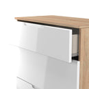 Milan 3 Drawer Deep Chest in White Gloss & Bardolino Oak - Ready Assembled