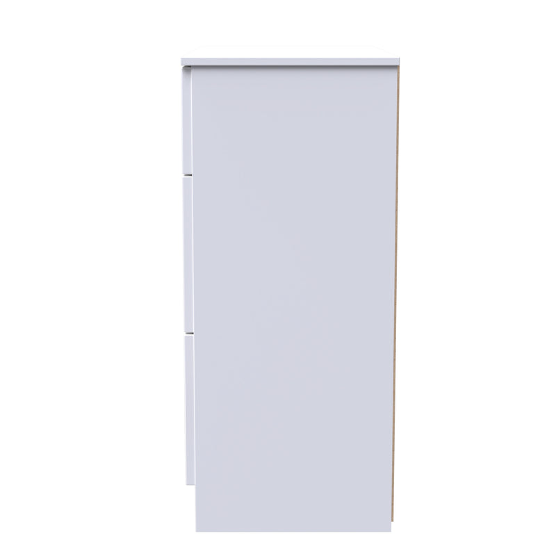 Milan 3 Drawer Deep Chest in White Gloss & White - Ready Assembled
