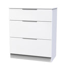 Milan 3 Drawer Deep Chest in White Gloss & White - Ready Assembled