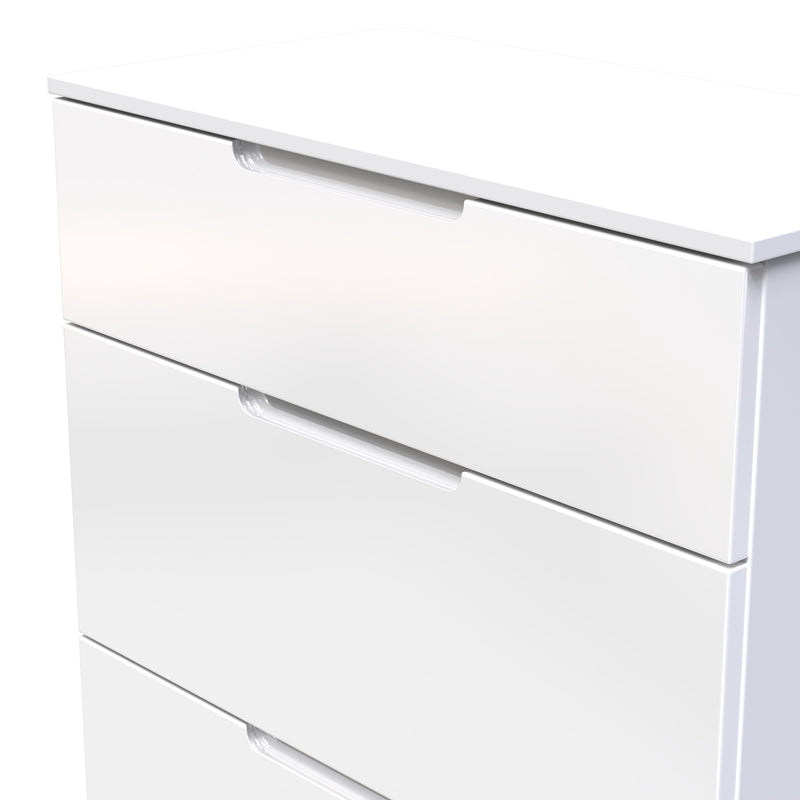 Milan 3 Drawer Deep Chest in White Gloss & White - Ready Assembled