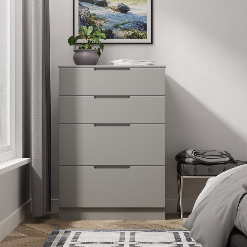 Milan 4 Drawer Deep Chest in Dusk Grey - Ready Assembled