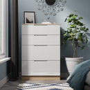 Milan 4 Drawer Deep Chest in White Gloss & Bardolino Oak - Ready Assembled