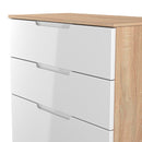 Milan 4 Drawer Deep Chest in White Gloss & Bardolino Oak - Ready Assembled
