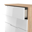 Milan 4 Drawer Deep Chest in White Gloss & Bardolino Oak - Ready Assembled