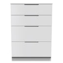 Milan 4 Drawer Deep Chest in White Gloss & White - Ready Assembled
