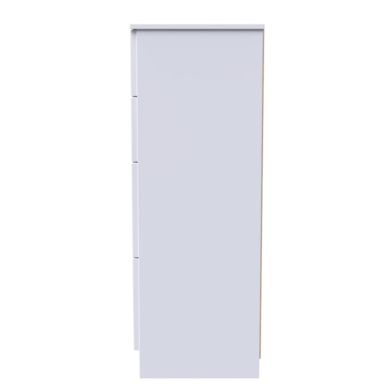 Milan 4 Drawer Deep Chest in White Gloss & White - Ready Assembled