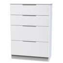 Milan 4 Drawer Deep Chest in White Gloss & White - Ready Assembled