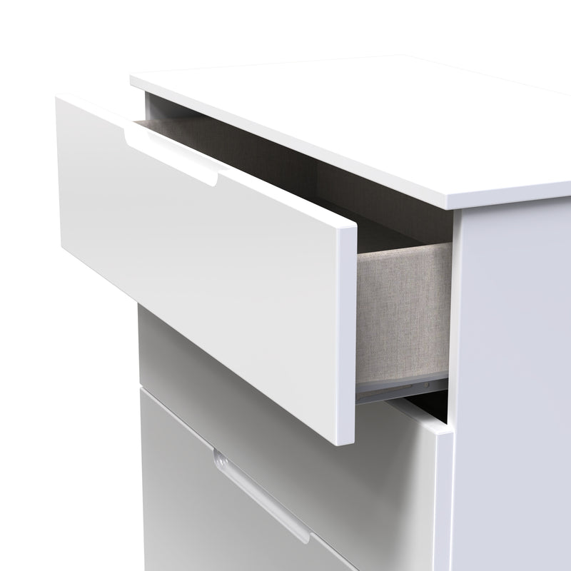 Milan 4 Drawer Deep Chest in White Gloss & White - Ready Assembled