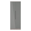 Cannes Ready Assembled 2 Door Wardrobe in Grey Gloss & Grey Oak