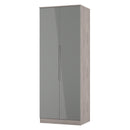 Cannes Ready Assembled 2 Door Wardrobe in Grey Gloss & Grey Oak
