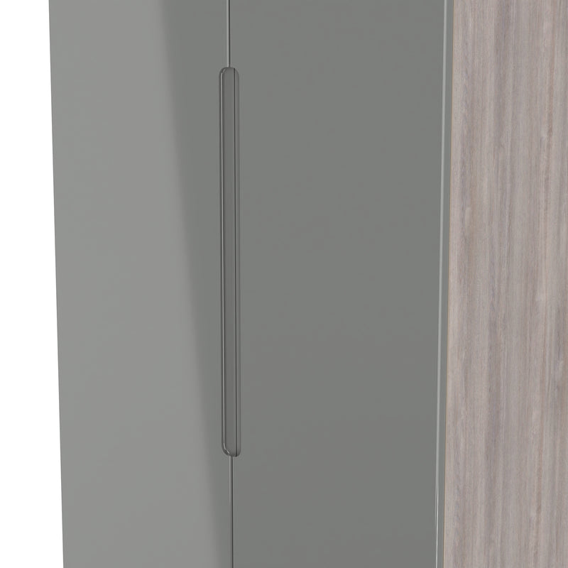 Cannes Ready Assembled 2 Door Wardrobe in Grey Gloss & Grey Oak