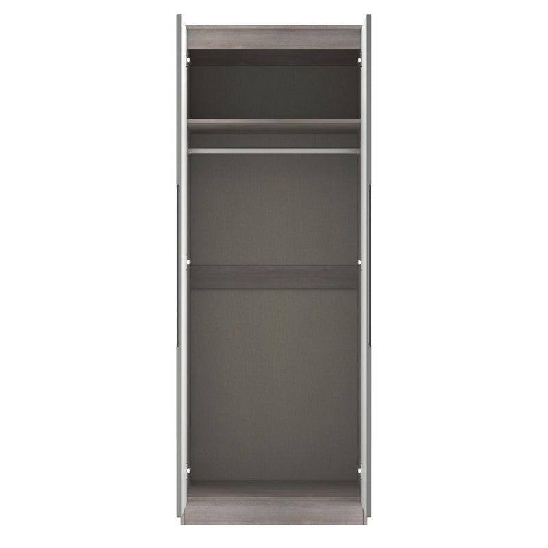 Cannes Ready Assembled 2 Door Wardrobe in Grey Gloss & Grey Oak