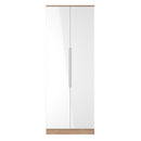 Milan Tall Double Wardrobe in White Gloss & Bardolino Oak - Ready Assembled