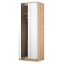 Milan Tall Double Wardrobe in White Gloss & Bardolino Oak - Ready Assembled