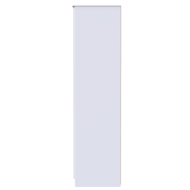 Milan Tall Double Wardrobe in White Gloss & White - Ready Assembled