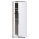 Milan Tall Double Wardrobe in White Gloss & White - Ready Assembled