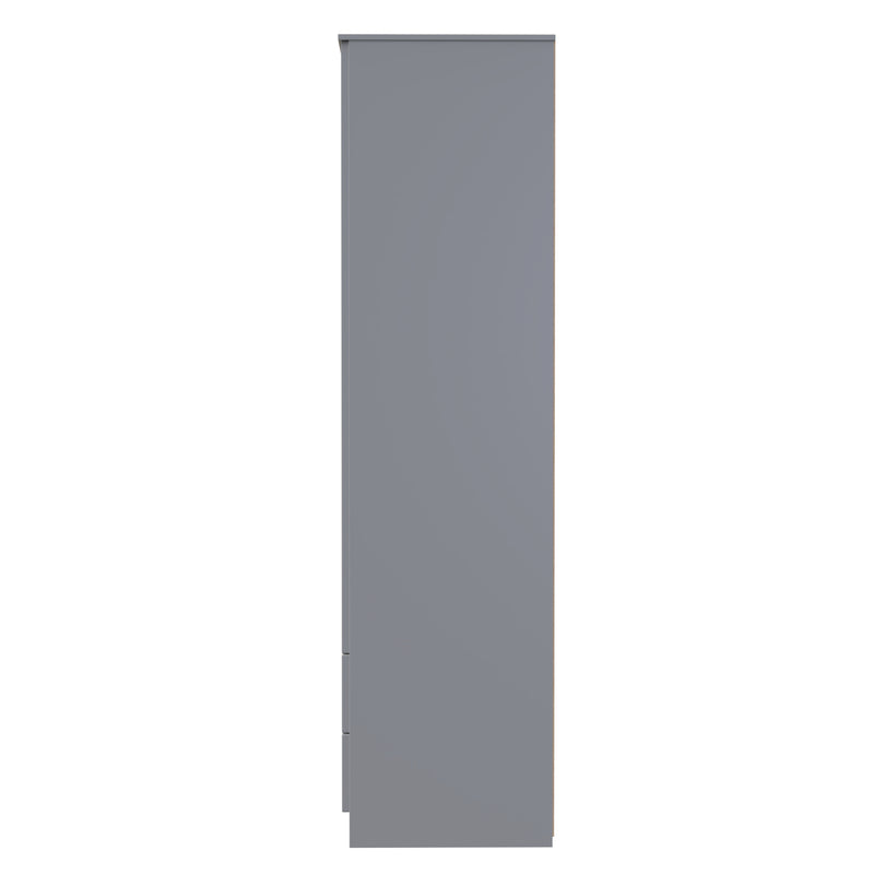 Milan Tall 2 Drawer Double Wardrobe in Dusk Grey - Ready Assembled