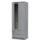 Milan Tall 2 Drawer Double Wardrobe in Dusk Grey - Ready Assembled