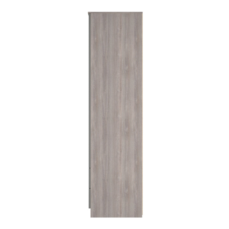 Cannes Ready Assembled 2 Door 2 Drawer Wardrobe in Grey Gloss & Grey Oak