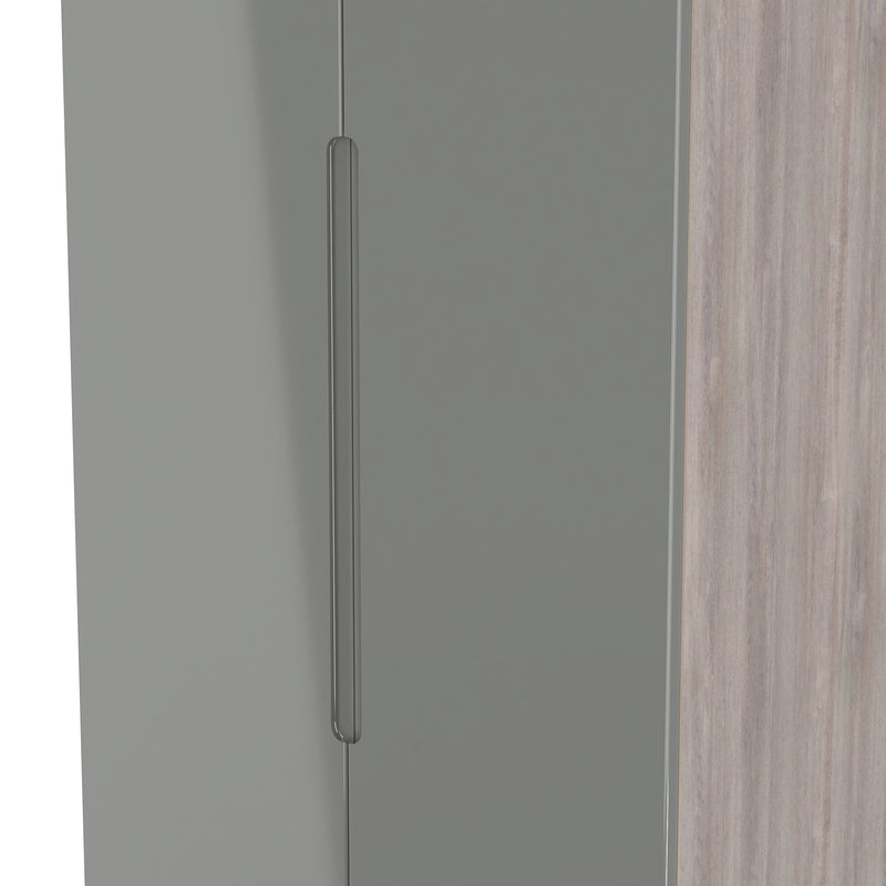 Cannes Ready Assembled 2 Door 2 Drawer Wardrobe in Grey Gloss & Grey Oak