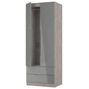 Cannes Ready Assembled 2 Door 2 Drawer Wardrobe in Grey Gloss & Grey Oak