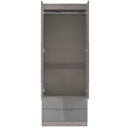 Cannes Ready Assembled 2 Door 2 Drawer Wardrobe in Grey Gloss & Grey Oak